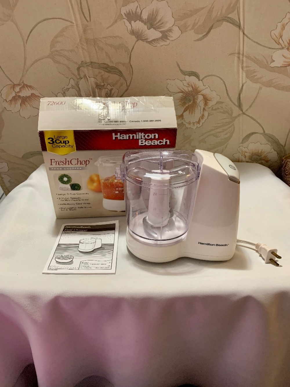 Hamilton Beach Fresh Chop Food Chopper #72600 with 3 Cup Capacity